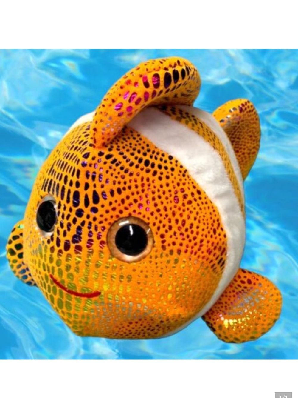Nanco Orange Sequin Fish Plush - Sparkly Cute Stuffed Toy 4” NWT